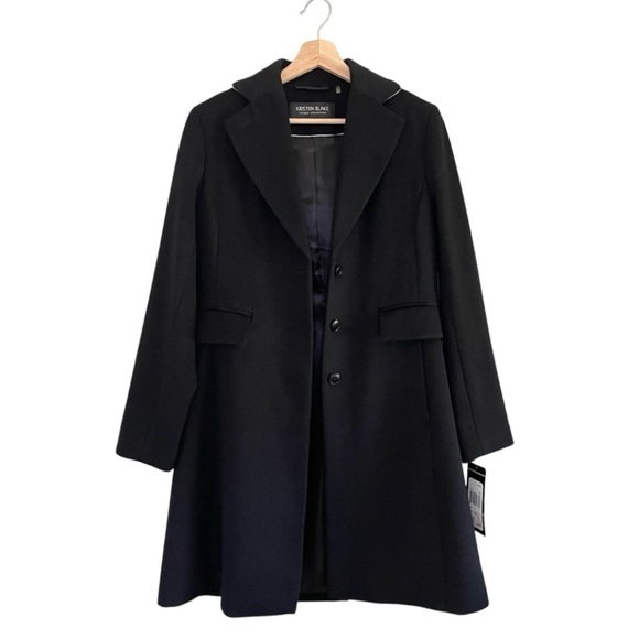 NWT Kristen Blake Walking Coat Wool Blend Notch Lapel Single Breasted Black 8 - Picture 6 of 16
